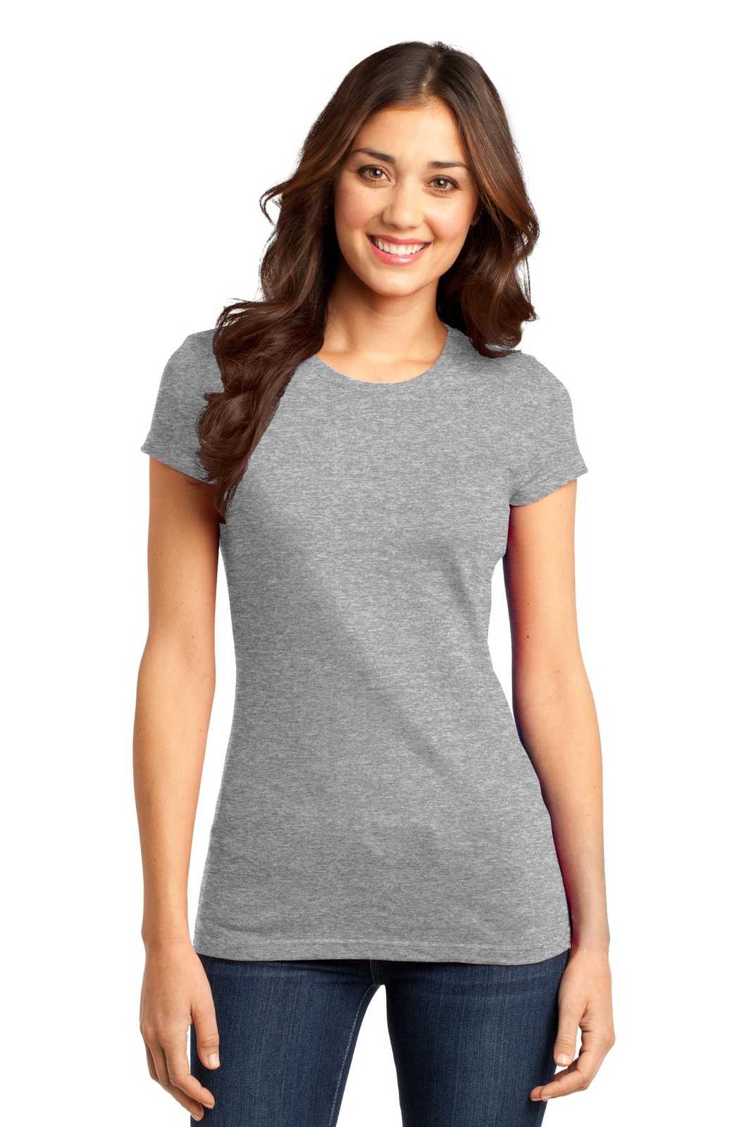 District DT6001 Women&#39;s Fitted Very Important Tee - Light Heather Gray - HIT a Double - 1