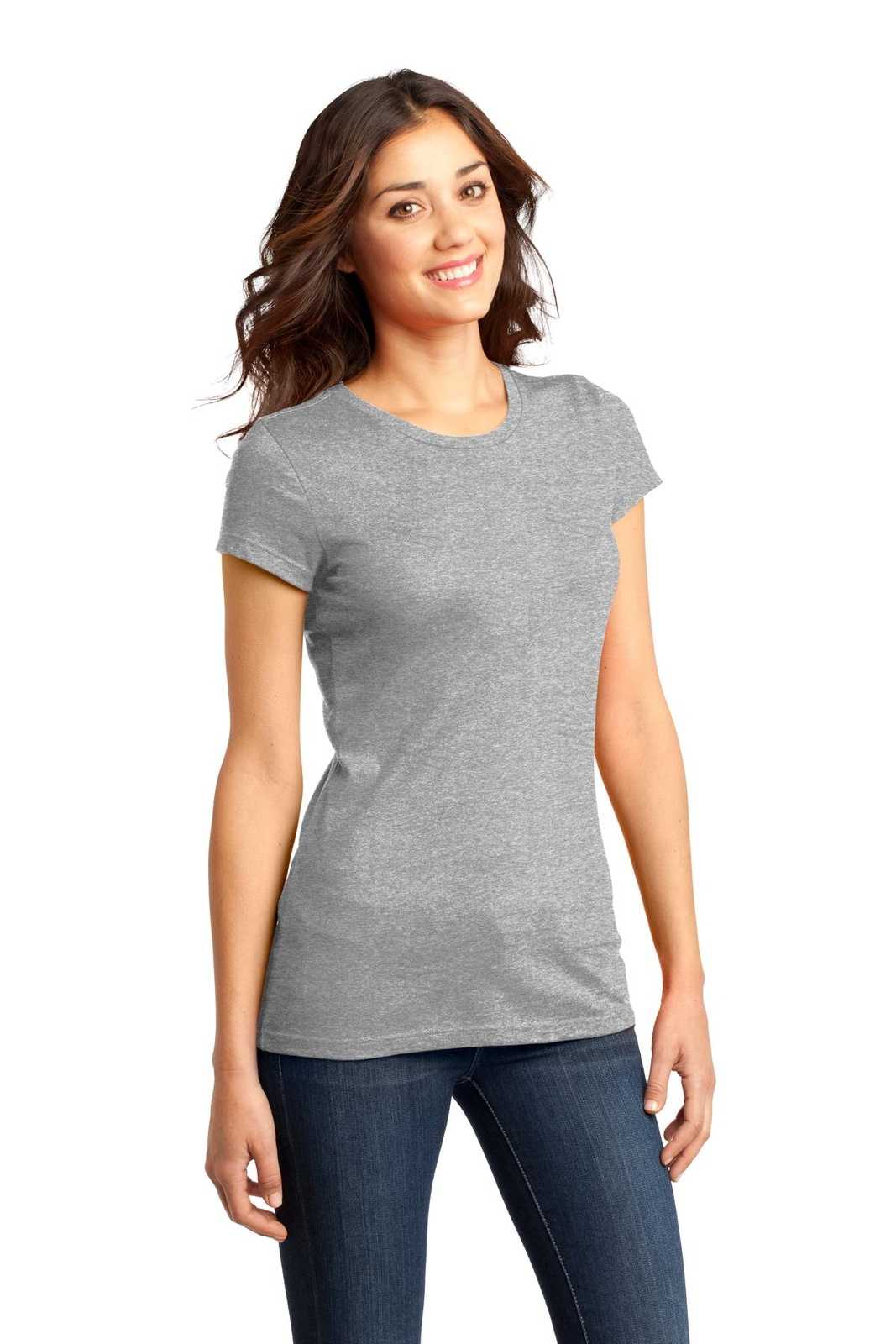 District DT6001 Women&#39;s Fitted Very Important Tee - Light Heather Gray - HIT a Double - 4