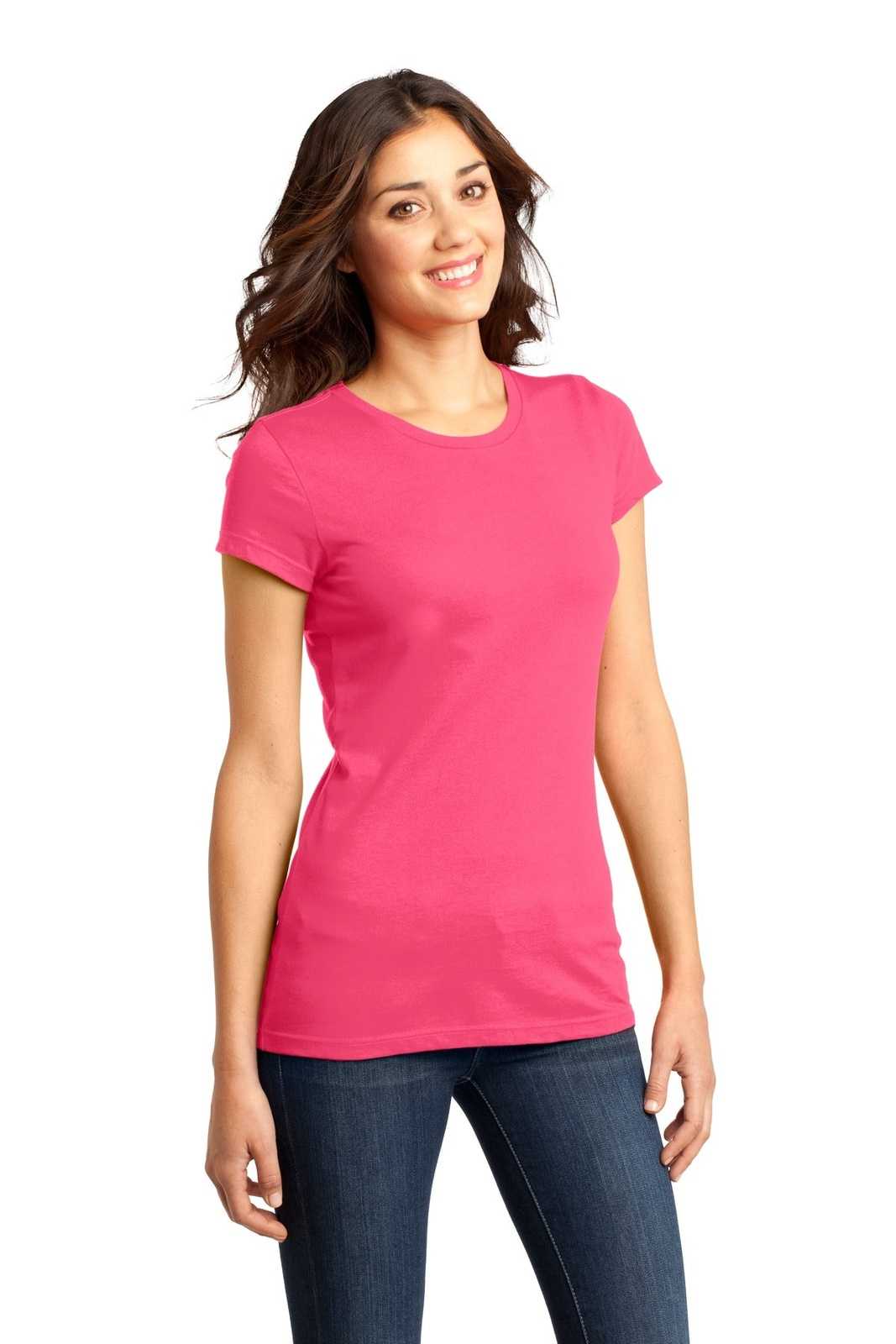 District DT6001 Women&#39;s Fitted Very Important Tee - Neon Pink - HIT a Double - 4