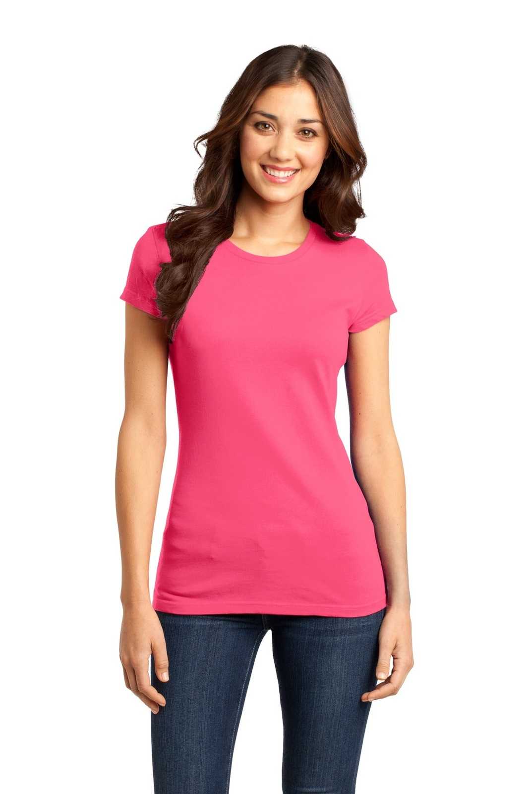 District DT6001 Women's Fitted Very Important Tee - Neon Pink - HIT a Double - 1