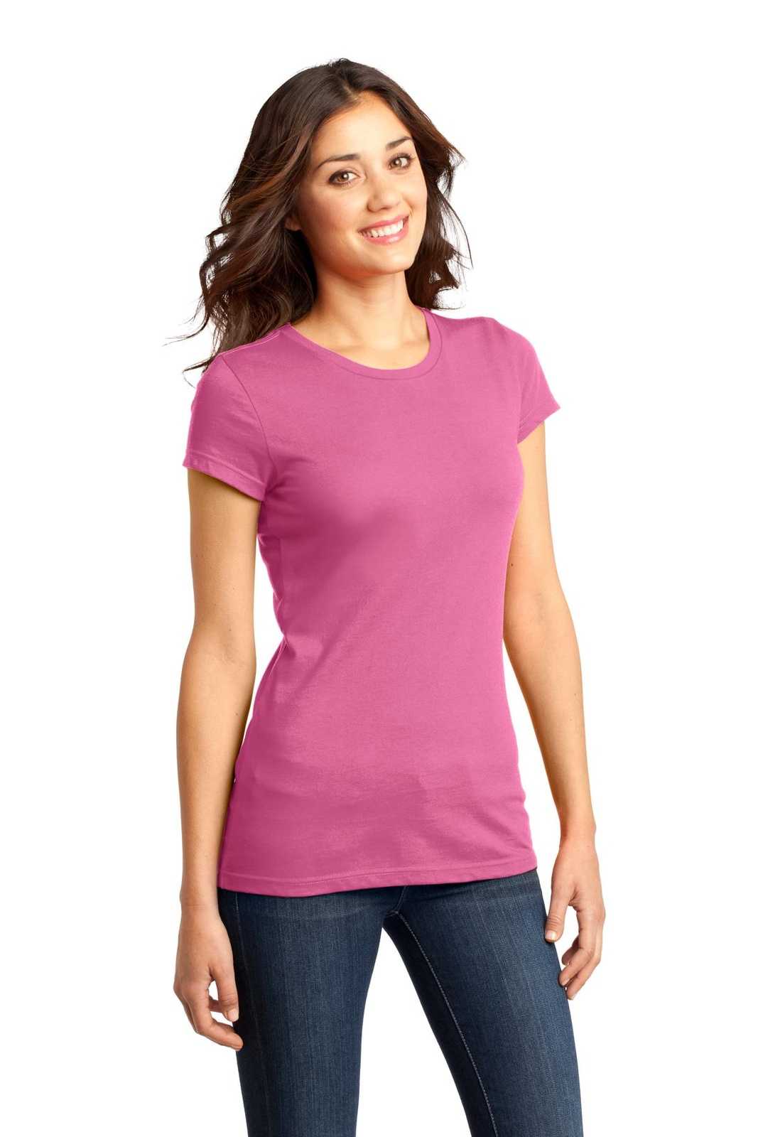 District DT6001 Women&#39;s Fitted Very Important Tee - True Pink - HIT a Double - 4