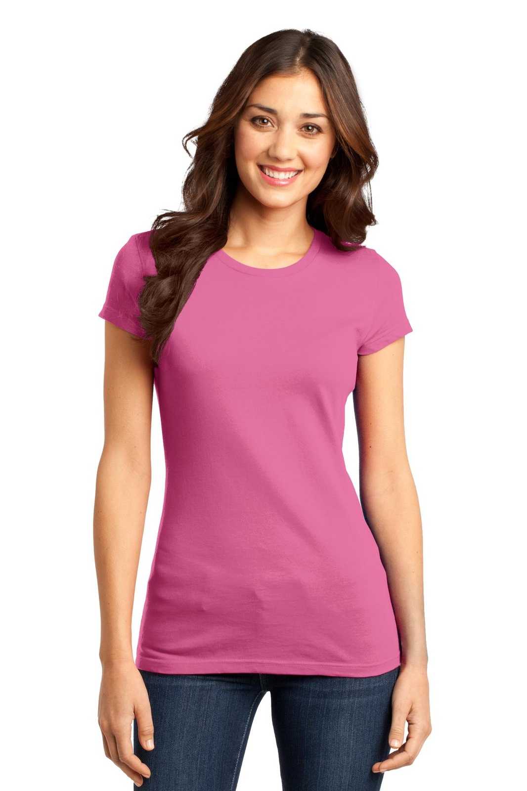 District DT6001 Women&#39;s Fitted Very Important Tee - True Pink - HIT a Double - 1