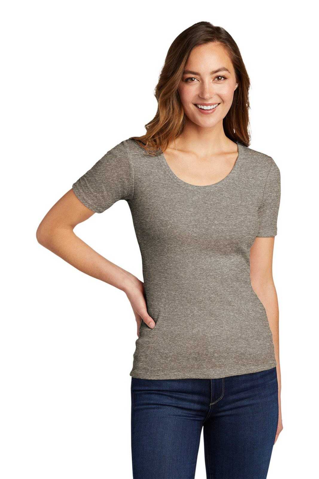 District DT6020 Women&#39;s V.I.T.Rib Scoop Neck Tee - Gray Frost - HIT a Double - 1