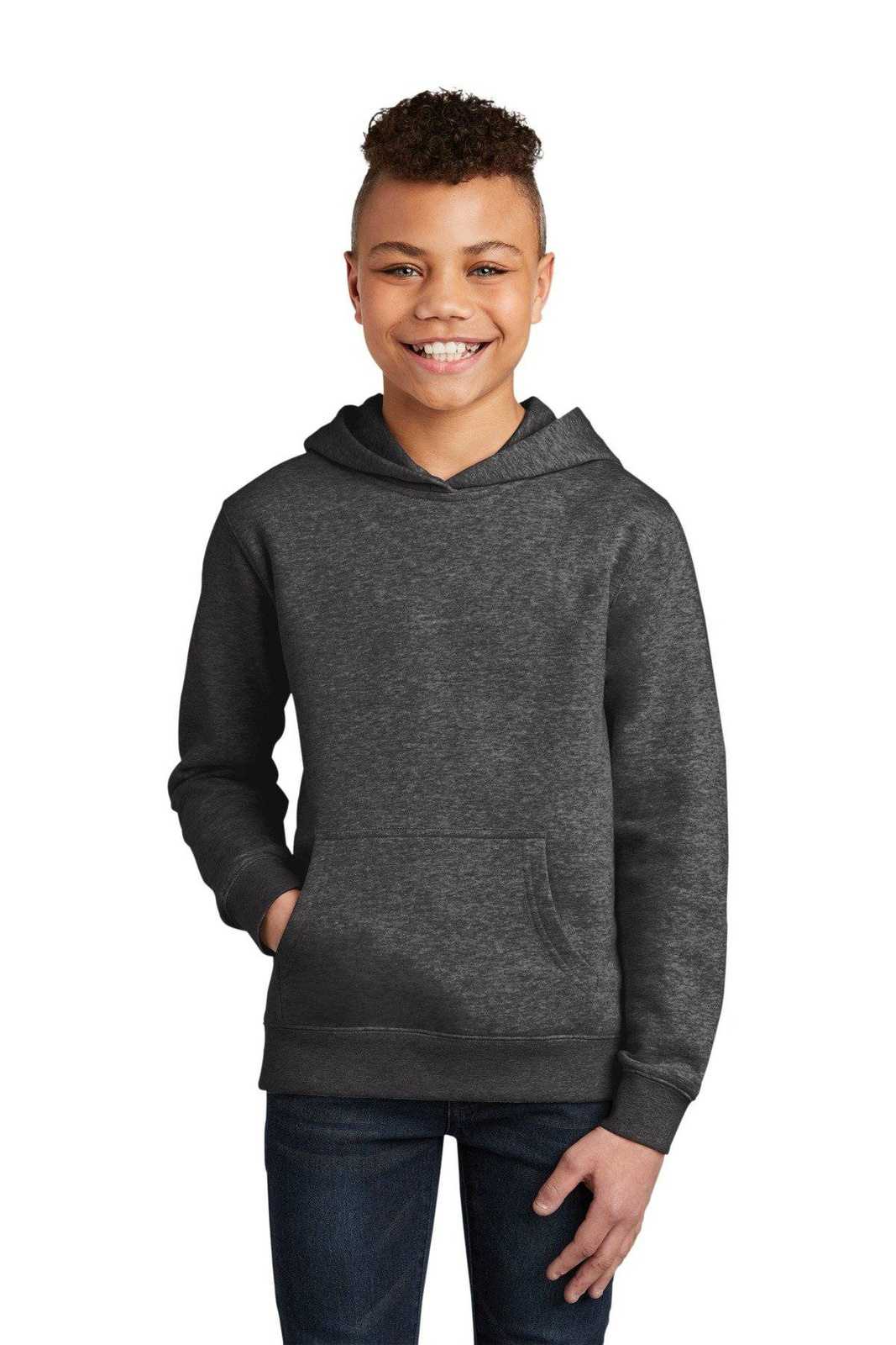 District DT6100Y Youth V.I.T.Fleece Hoodie - Heathered Charcoal - HIT a Double - 1