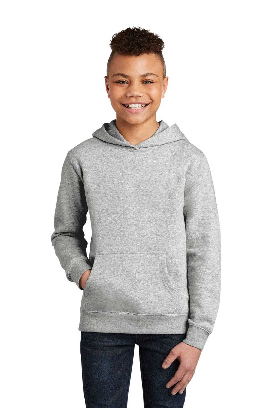 District DT6100Y Youth V.I.T.Fleece Hoodie - Light Heather Gray - HIT a Double - 1