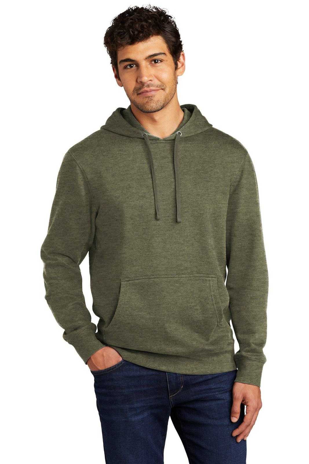 District DT6100 V.I.T.Fleece Hoodie - Heathered Olive - HIT a Double - 1