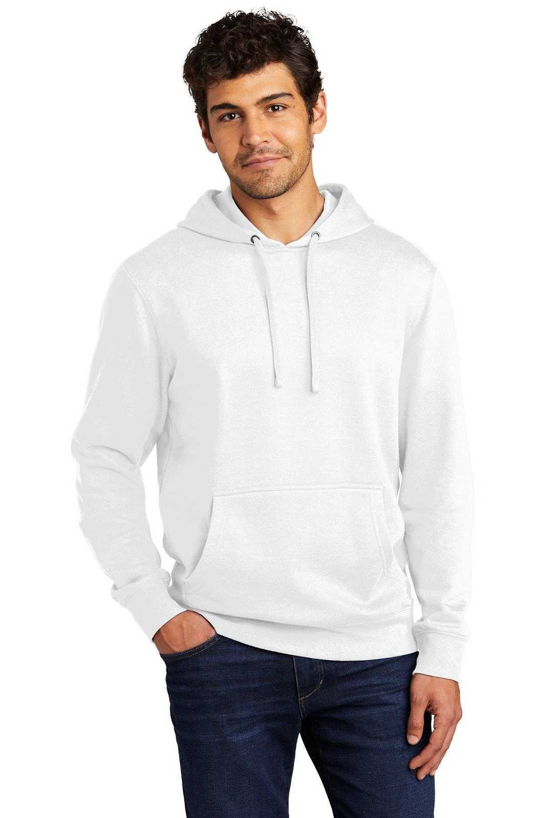 District DT6100 V.I.T.Fleece Hoodie - White - HIT a Double - 1
