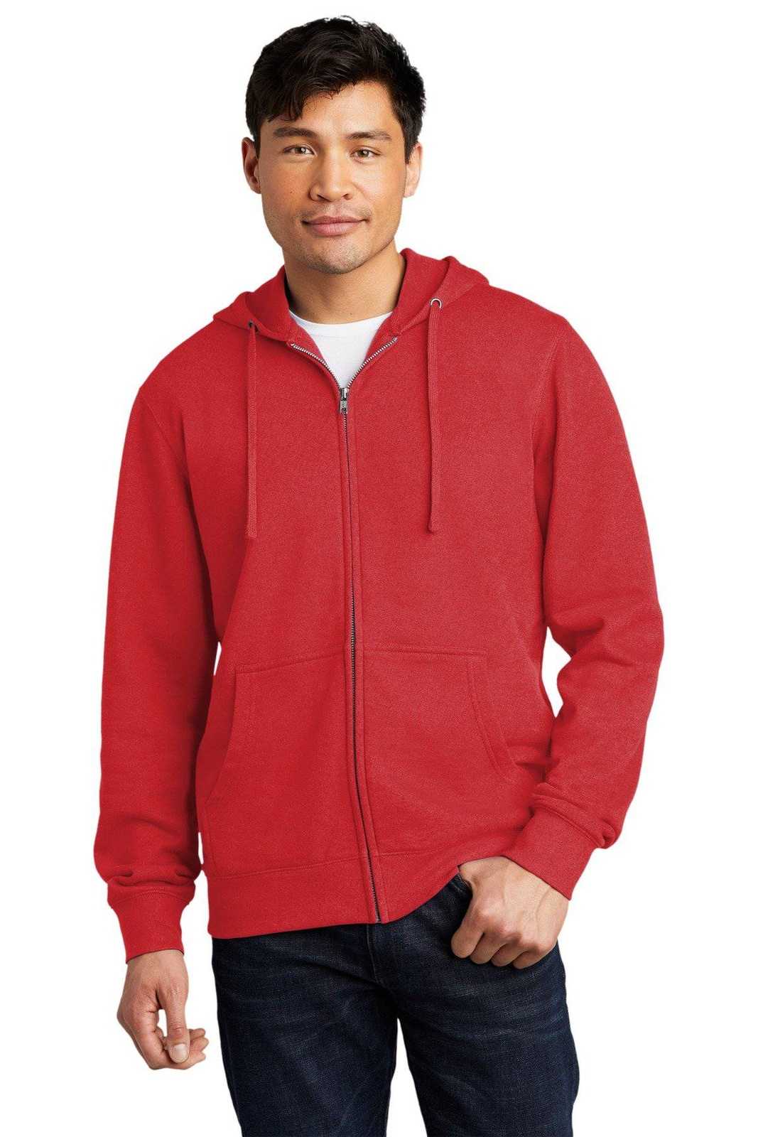 District DT6102 V.I.T.Fleece Full-Zip Hoodie - Classic Red - HIT a Double - 1