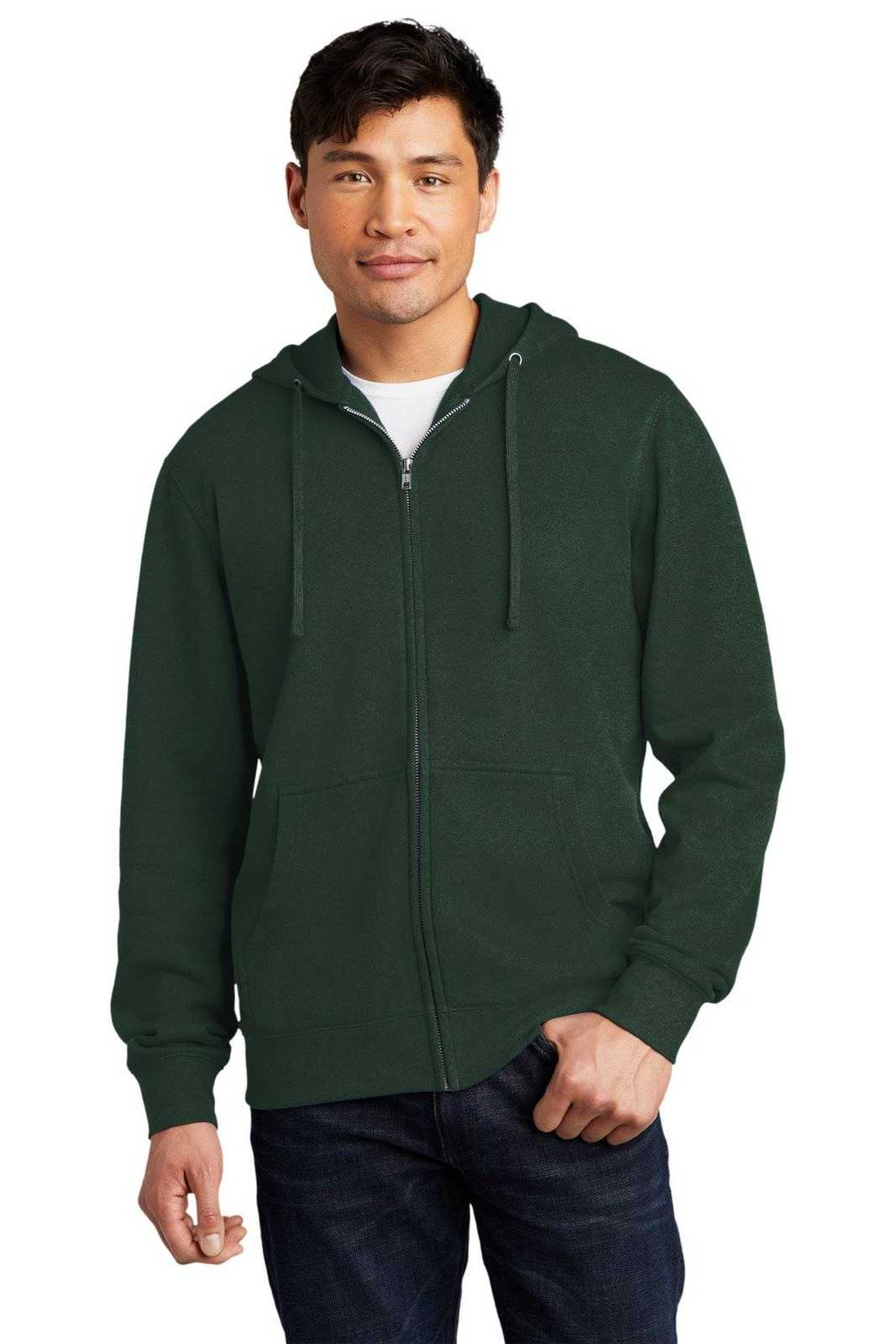 District DT6102 V.I.T.Fleece Full-Zip Hoodie - Forest Green - HIT a Double - 1