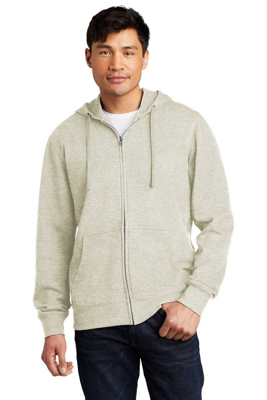 District DT6102 V.I.T.Fleece Full-Zip Hoodie - Oatmeal Heather - HIT a Double - 1