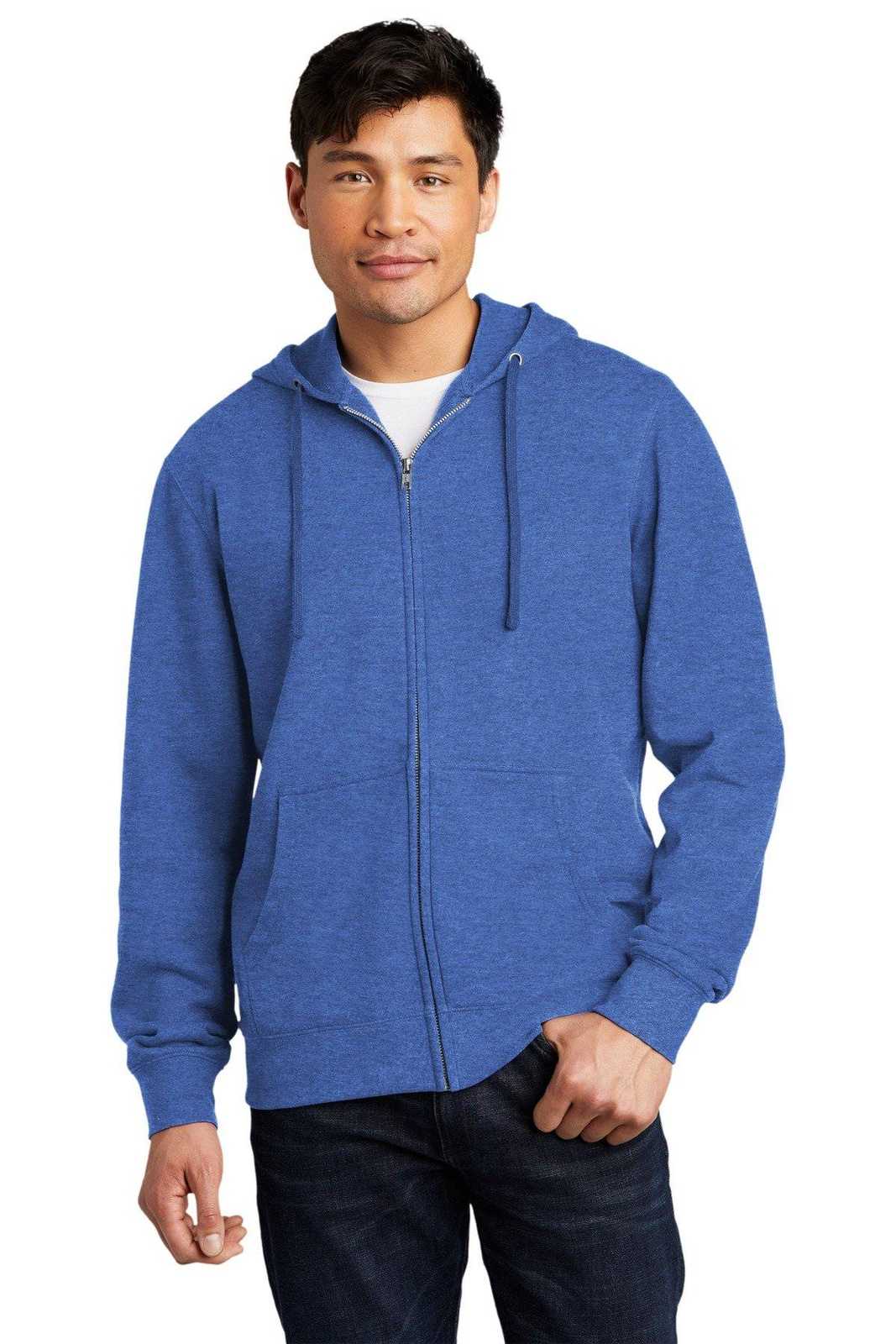 District DT6102 V.I.T.Fleece Full-Zip Hoodie - Royal Frost - HIT a Double - 1