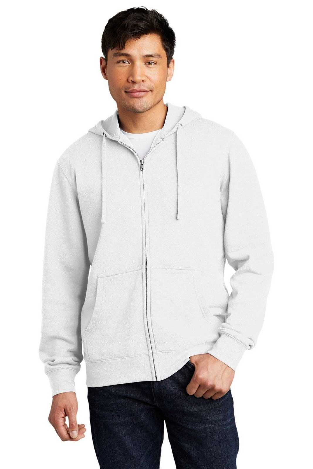 District DT6102 V.I.T.Fleece Full-Zip Hoodie - White - HIT a Double - 1