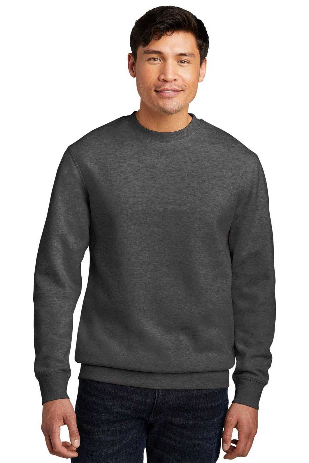 District DT6104 V.I.T.Fleece Crew - Heathered Charcoal - HIT a Double - 1