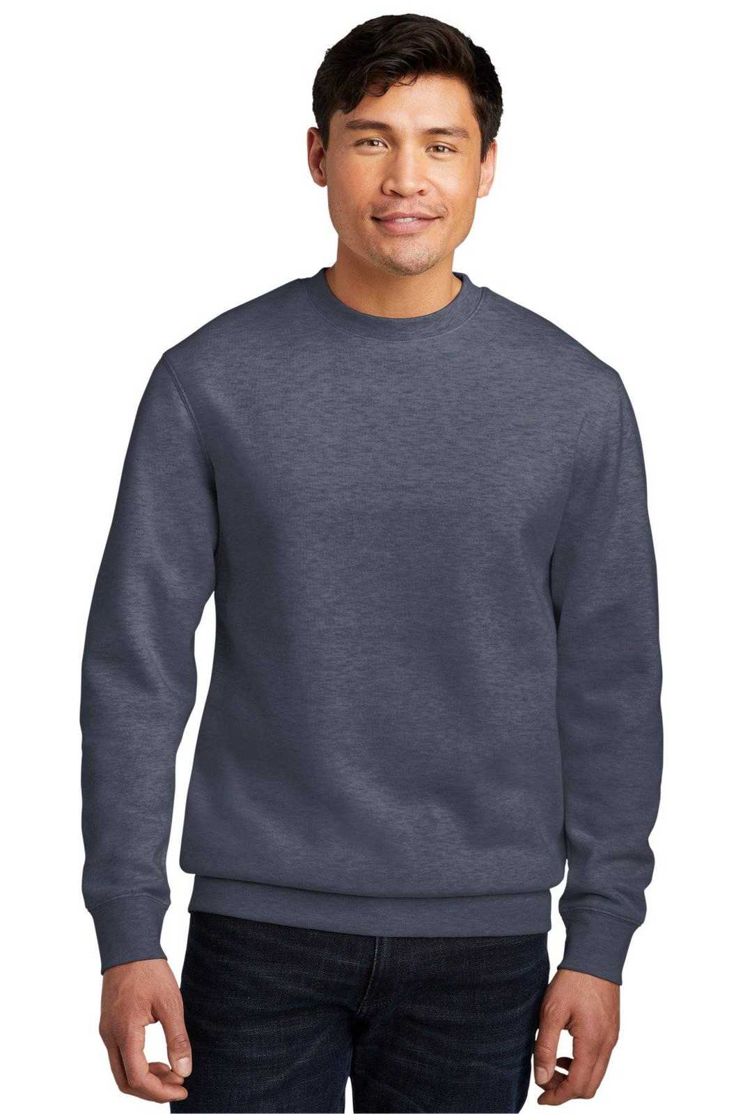 District DT6104 V.I.T.Fleece Crew - Heathered Navy - HIT a Double - 1