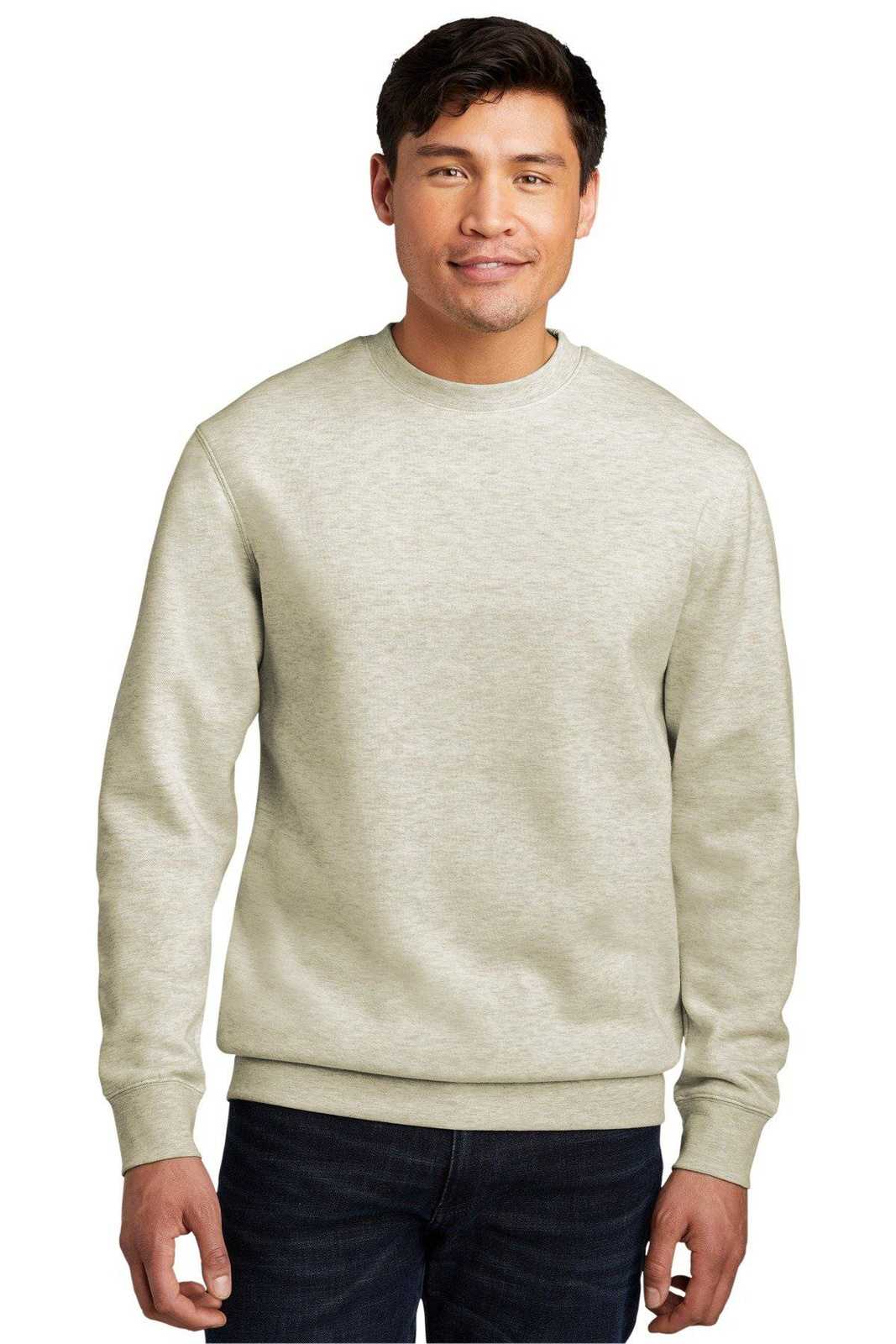 District DT6104 V.I.T.Fleece Crew - Oatmeal Heather - HIT a Double - 1