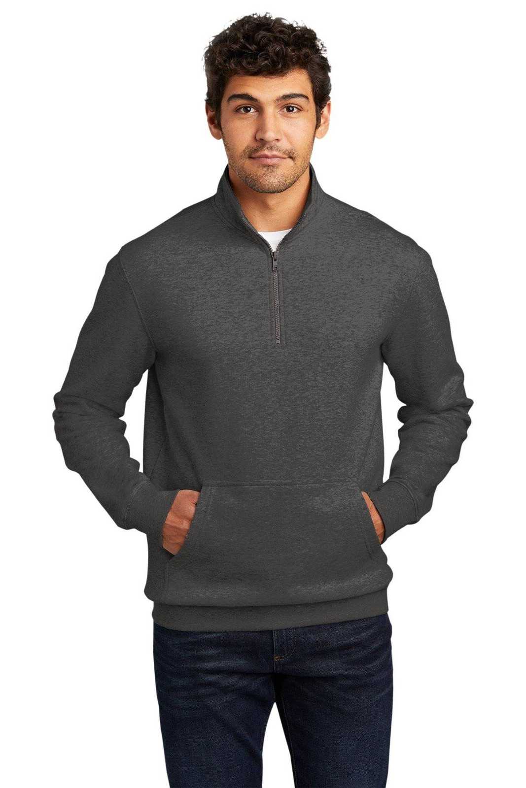 District DT6106 V.I.T.Fleece 1/4 Zip - Heathered Charcoal - HIT a Double - 1