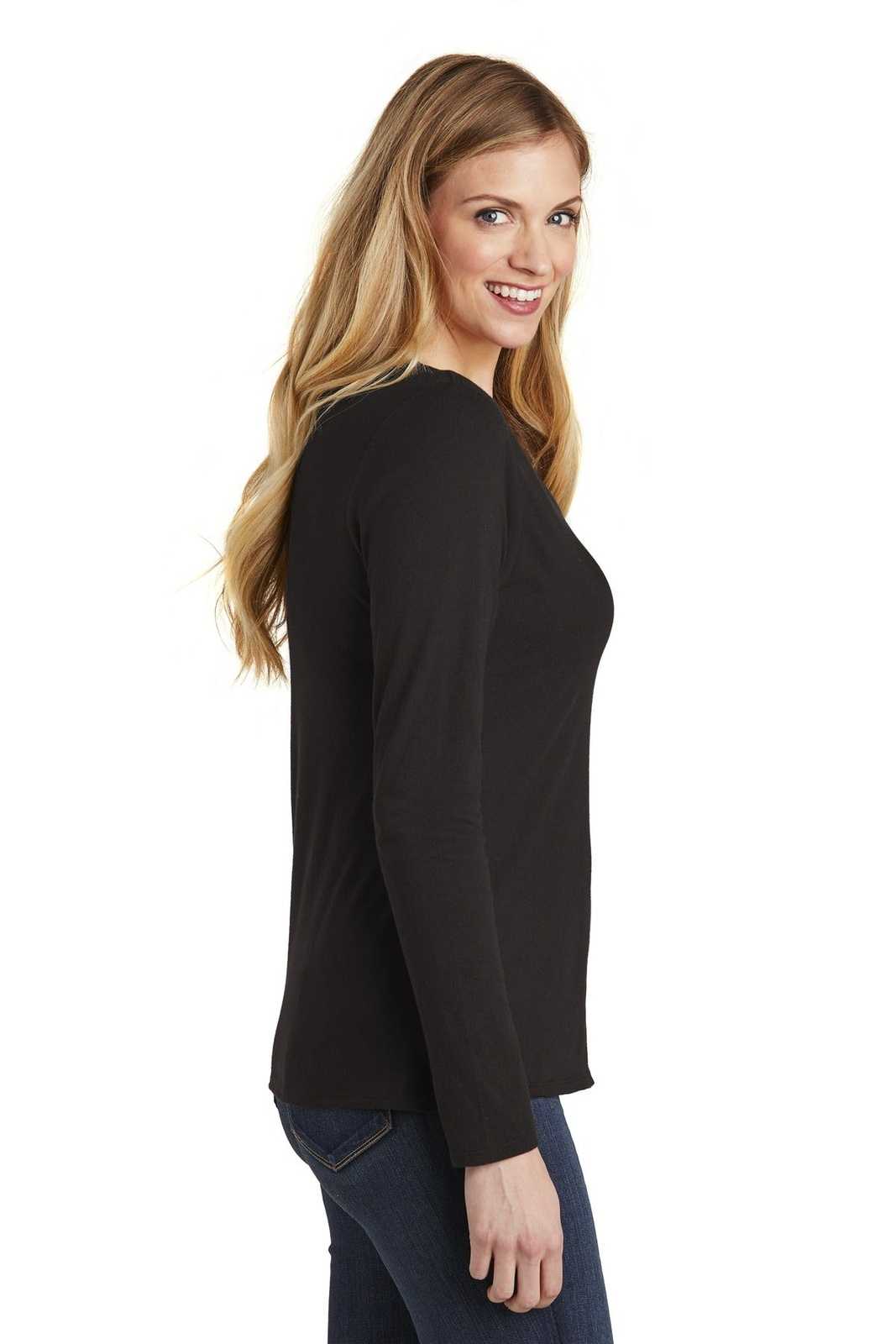 District DT6201 Women&#39;s Very Important Tee Long Sleeve V-Neck - Black - HIT a Double - 3