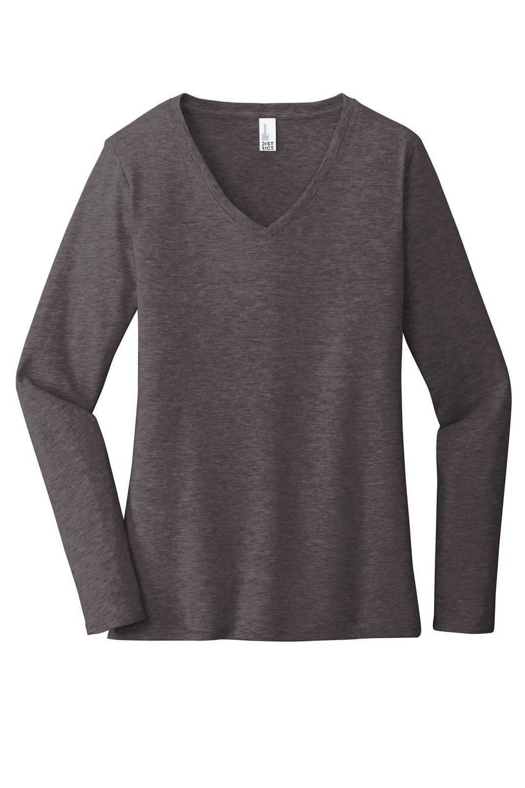 District DT6201 Women&#39;s Very Important Tee Long Sleeve V-Neck - Heathered Charcoal - HIT a Double - 5