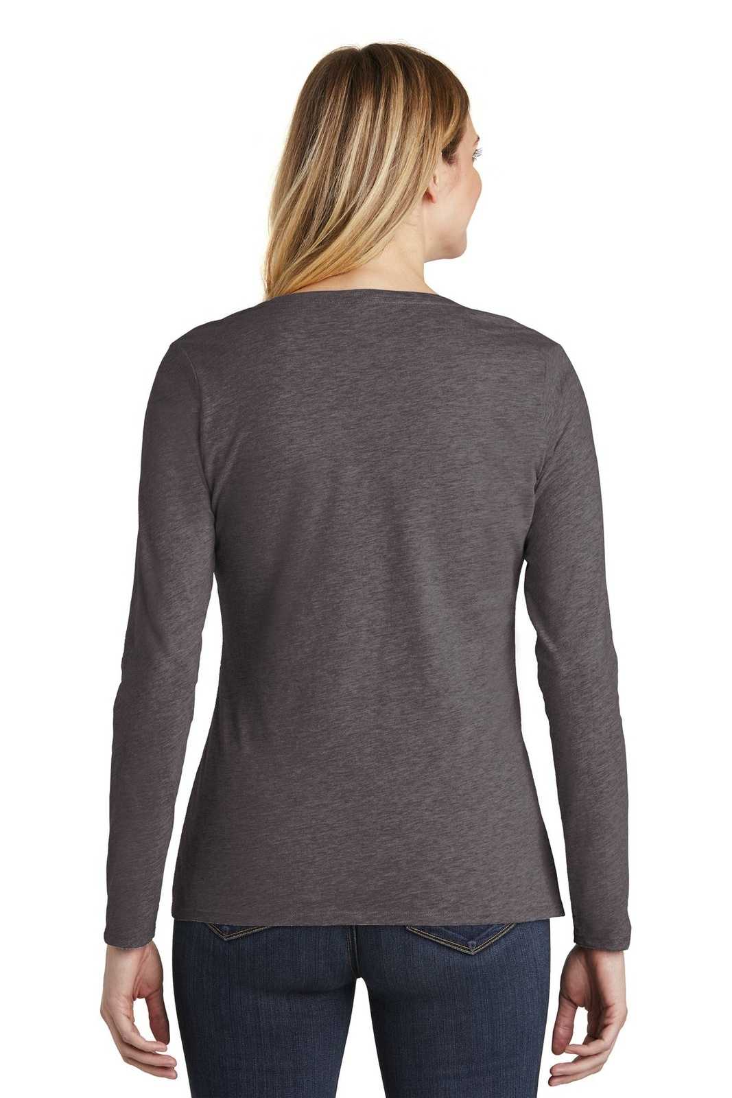 District DT6201 Women's Very Important Tee Long Sleeve V-Neck - Heathered Charcoal - HIT a Double - 1
