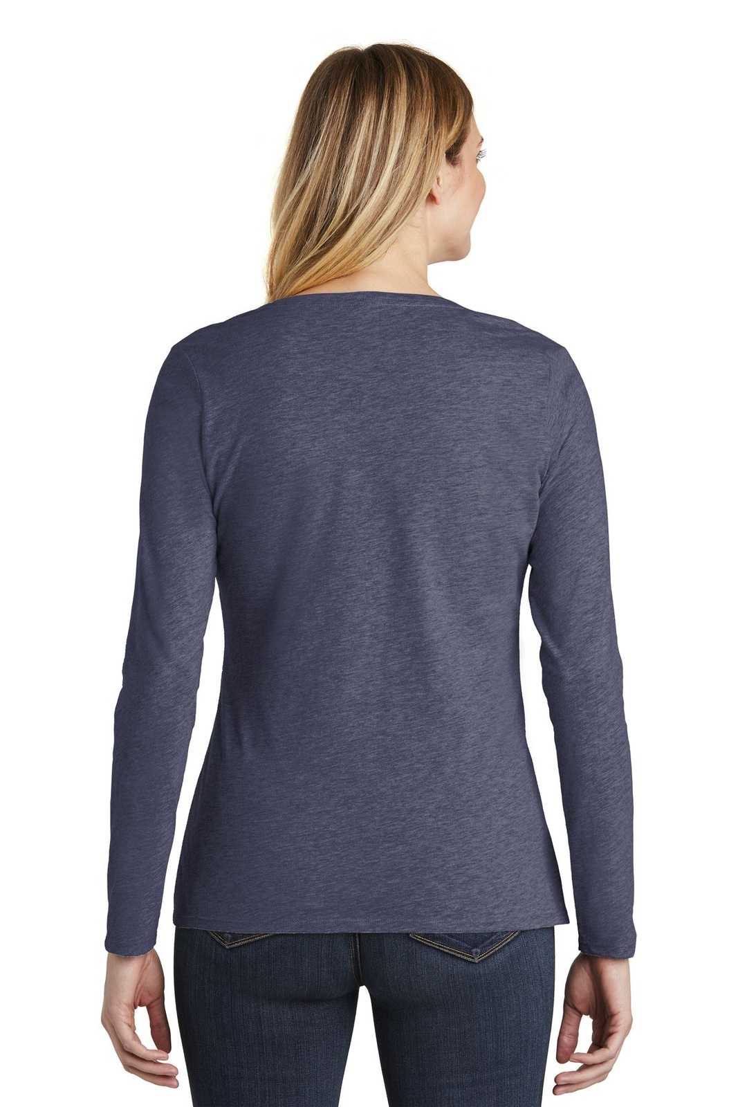 District DT6201 Women's Very Important Tee Long Sleeve V-Neck - Heathered Navy - HIT a Double - 1