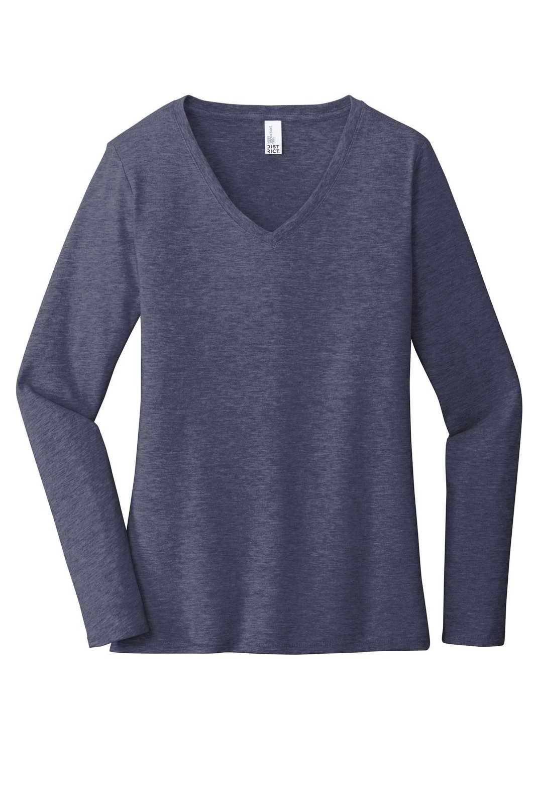 District DT6201 Women&#39;s Very Important Tee Long Sleeve V-Neck - Heathered Navy - HIT a Double - 5