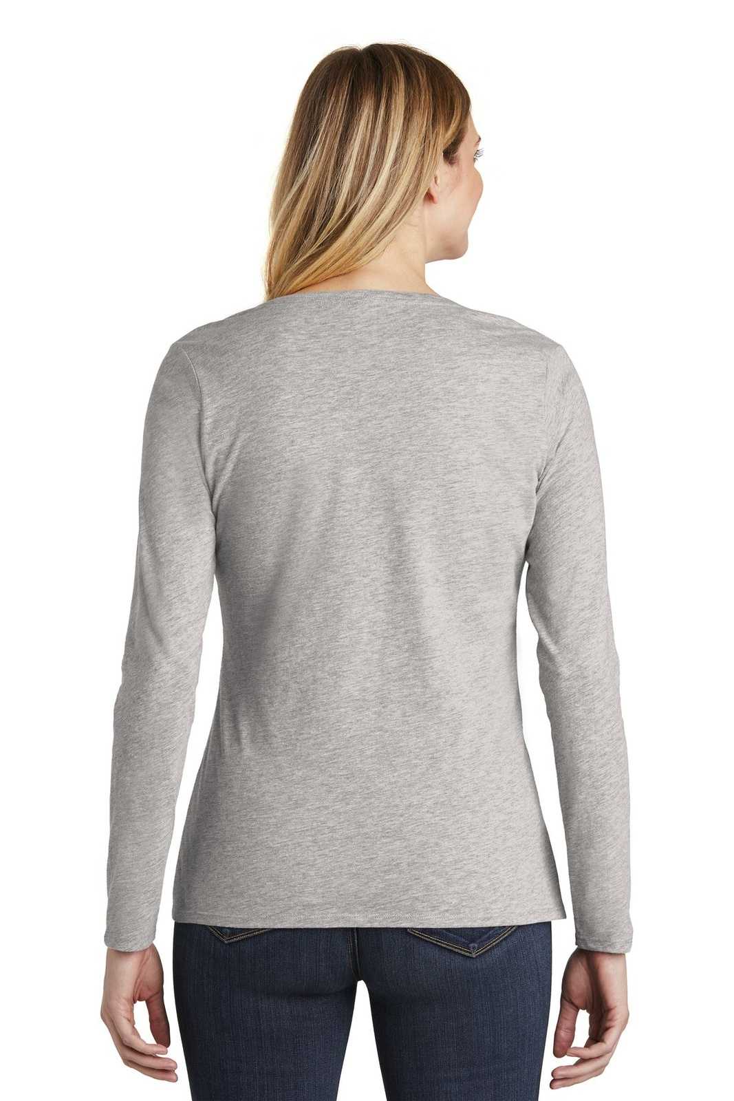 District DT6201 Women&#39;s Very Important Tee Long Sleeve V-Neck - Light Heather Gray - HIT a Double - 2