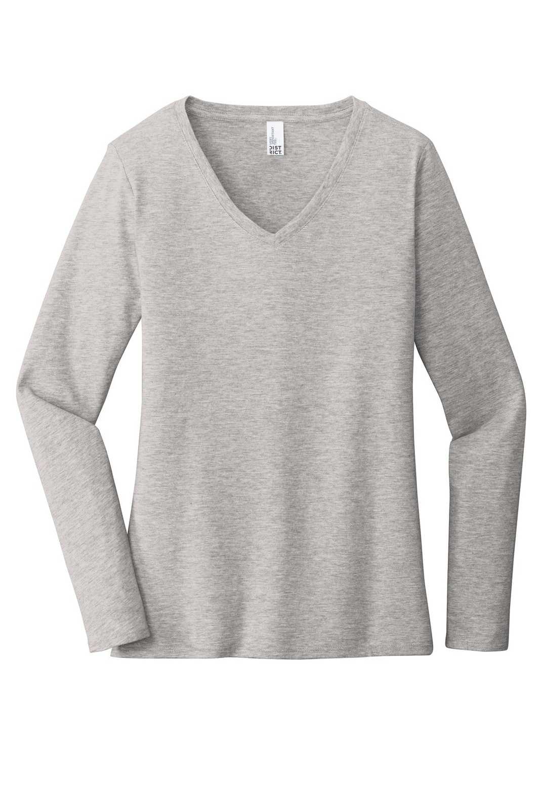 District DT6201 Women&#39;s Very Important Tee Long Sleeve V-Neck - Light Heather Gray - HIT a Double - 5