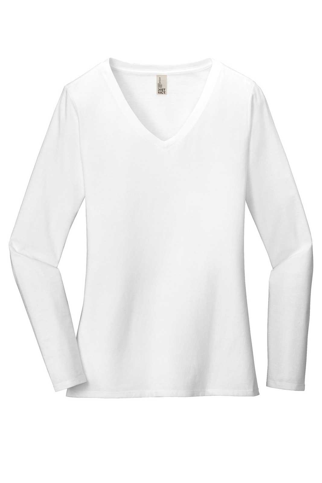 District DT6201 Women&#39;s Very Important Tee Long Sleeve V-Neck - White - HIT a Double - 5