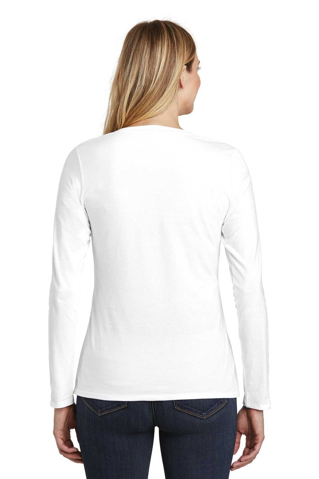 District DT6201 Women's Very Important Tee Long Sleeve V-Neck - White - HIT a Double - 1