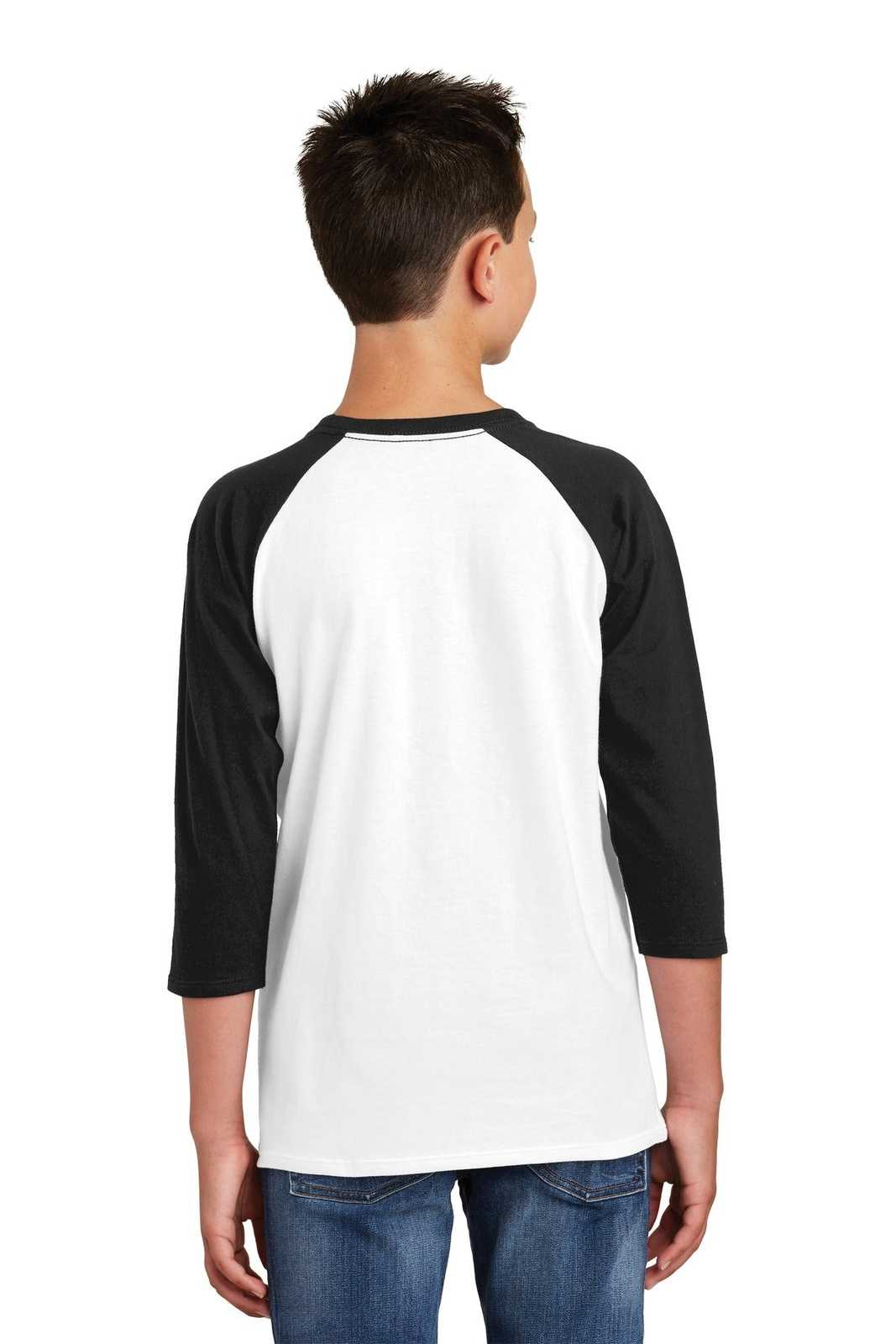 District DT6210Y Youth Very Important Tee 3/4-Sleeve - Black White - HIT a Double - 2