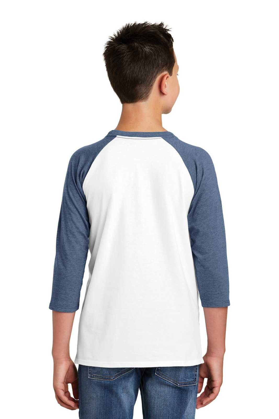 District DT6210Y Youth Very Important Tee 3/4-Sleeve - Heathered Navy White - HIT a Double - 2