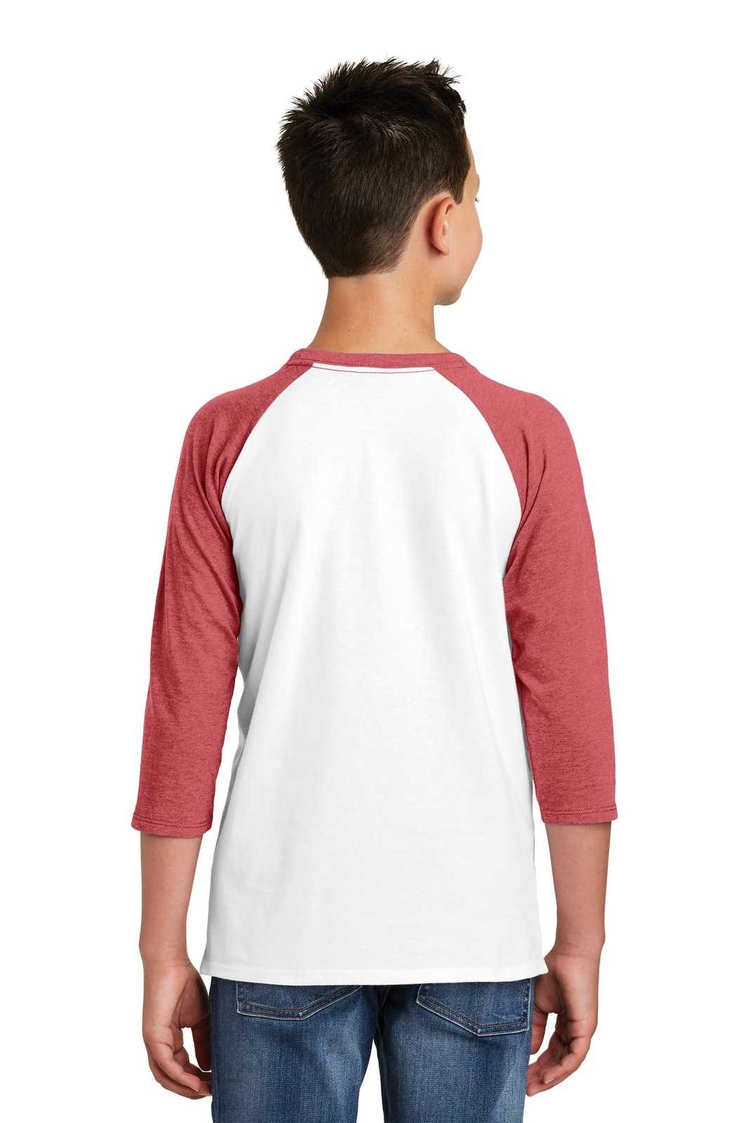 District DT6210Y Youth Very Important Tee 3/4-Sleeve - Heathered Red White - HIT a Double - 2
