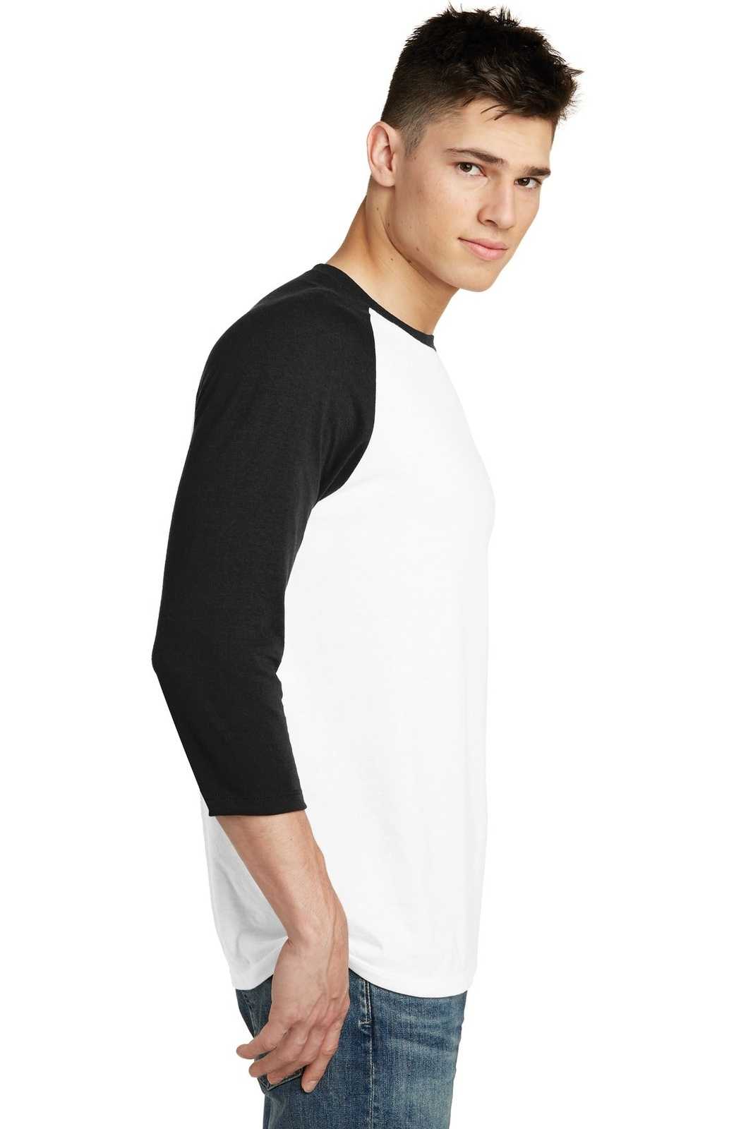 District DT6210 Very Important Tee 3/4-Sleeve Raglan - Black White - HIT a Double - 3