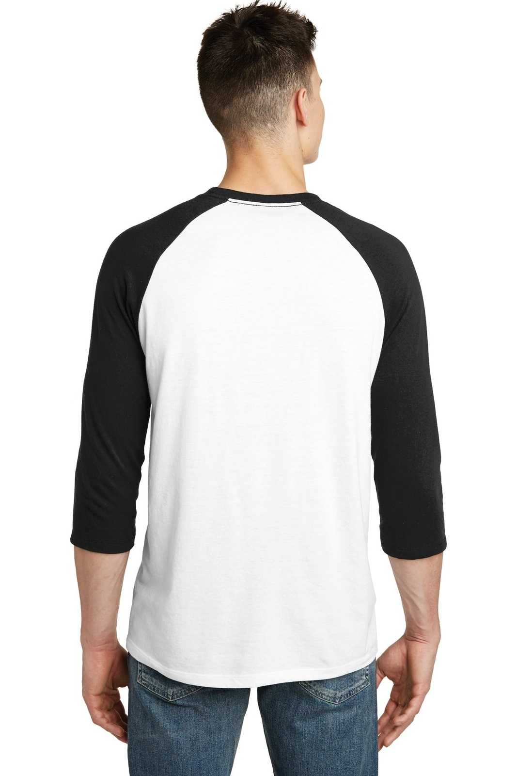 District DT6210 Very Important Tee 3/4-Sleeve Raglan - Black White - HIT a Double - 2