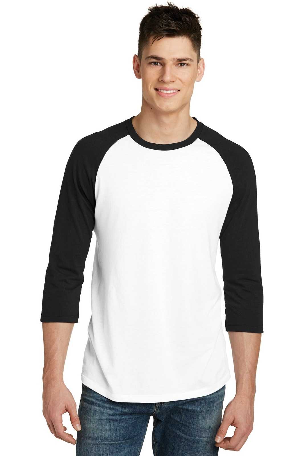 District DT6210 Very Important Tee 3/4-Sleeve Raglan - Black White - HIT a Double - 1