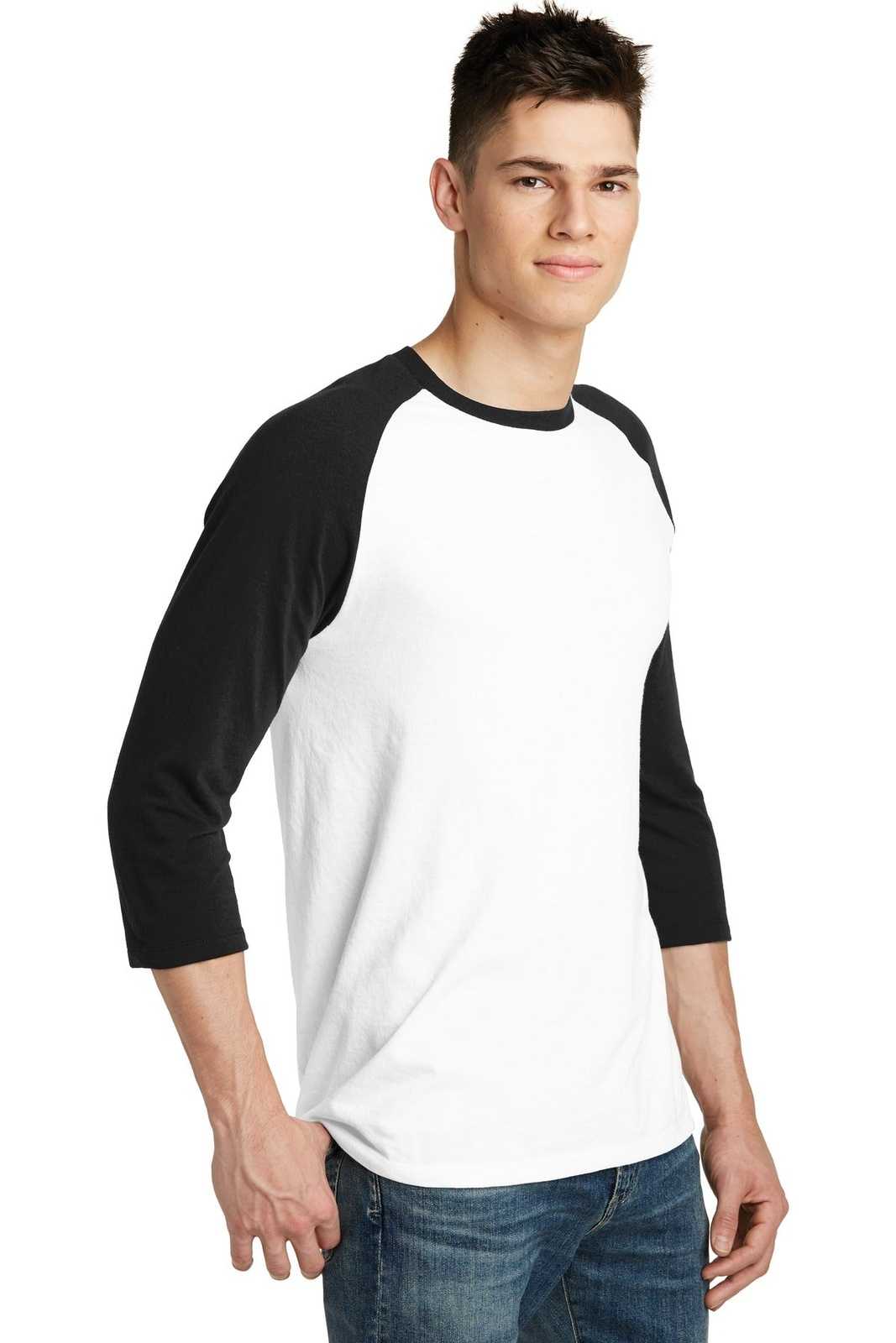 District DT6210 Very Important Tee 3/4-Sleeve Raglan - Black White - HIT a Double - 4