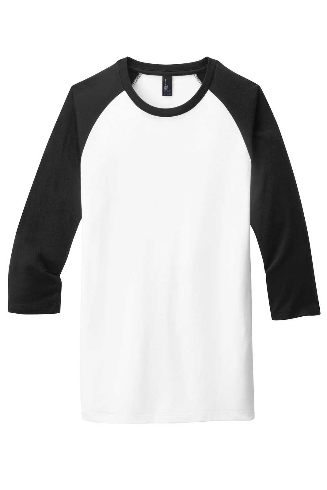 District DT6210 Very Important Tee 3/4-Sleeve Raglan - Black White - HIT a Double - 5