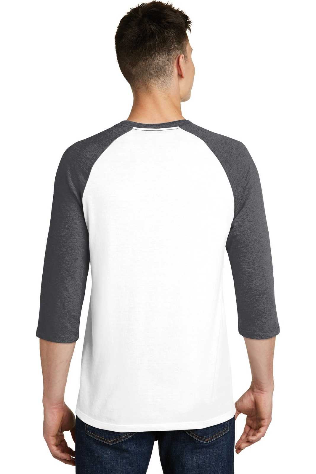 District DT6210 Very Important Tee 3/4-Sleeve Raglan - Heathered Charcoal White - HIT a Double - 2