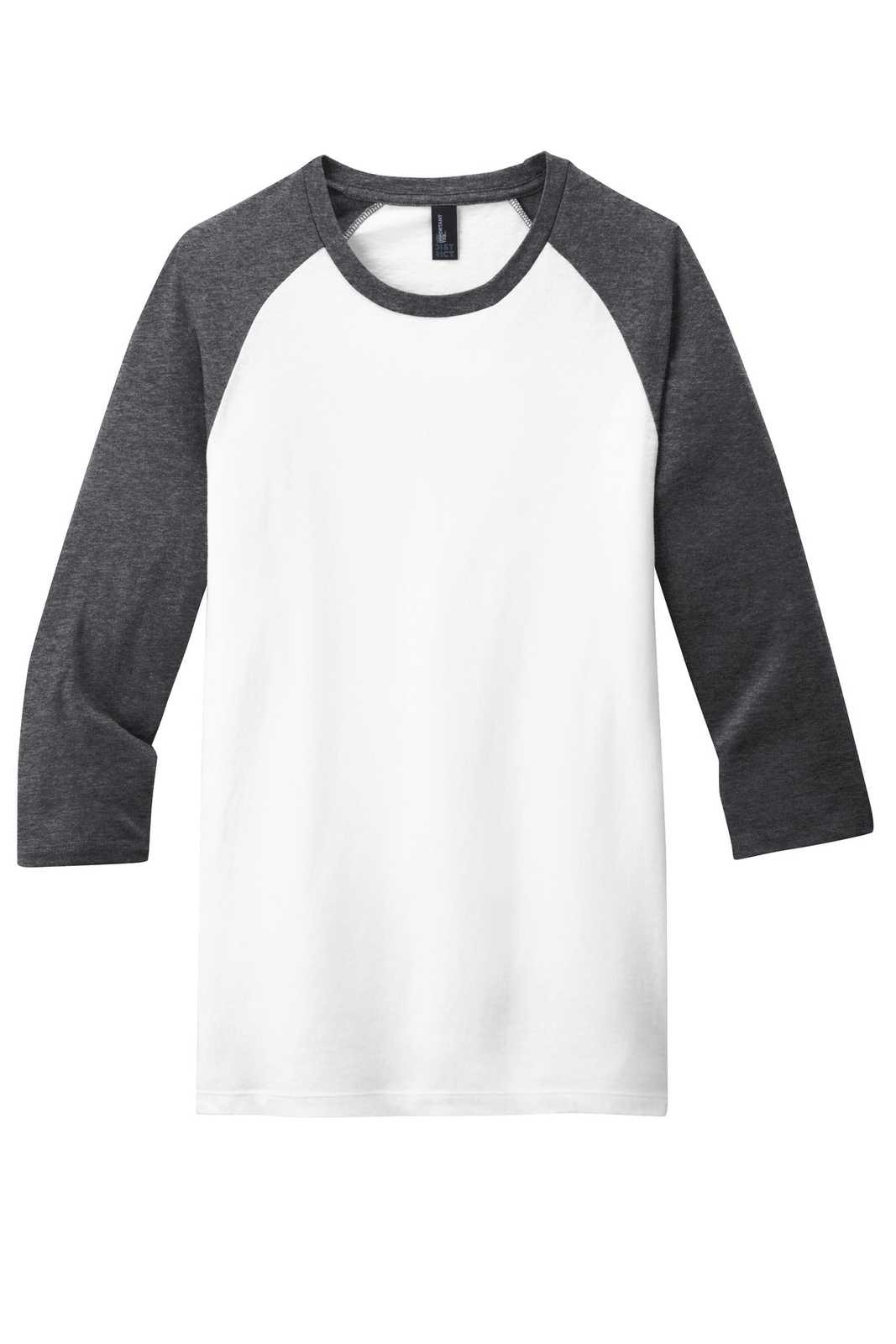 District DT6210 Very Important Tee 3/4-Sleeve Raglan - Heathered Charcoal White - HIT a Double - 5