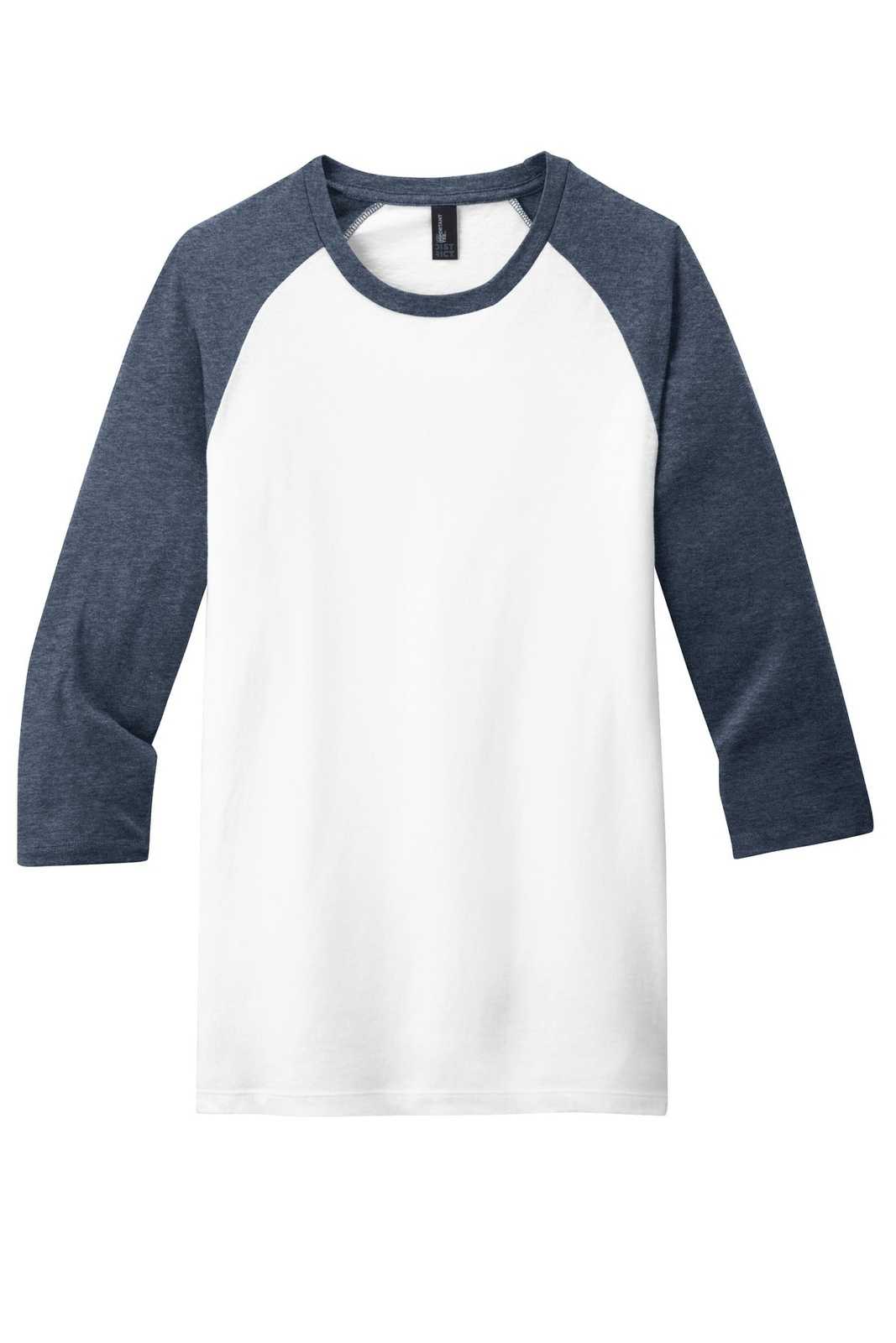 District DT6210 Very Important Tee 3/4-Sleeve Raglan - Heathered Navy White - HIT a Double - 5