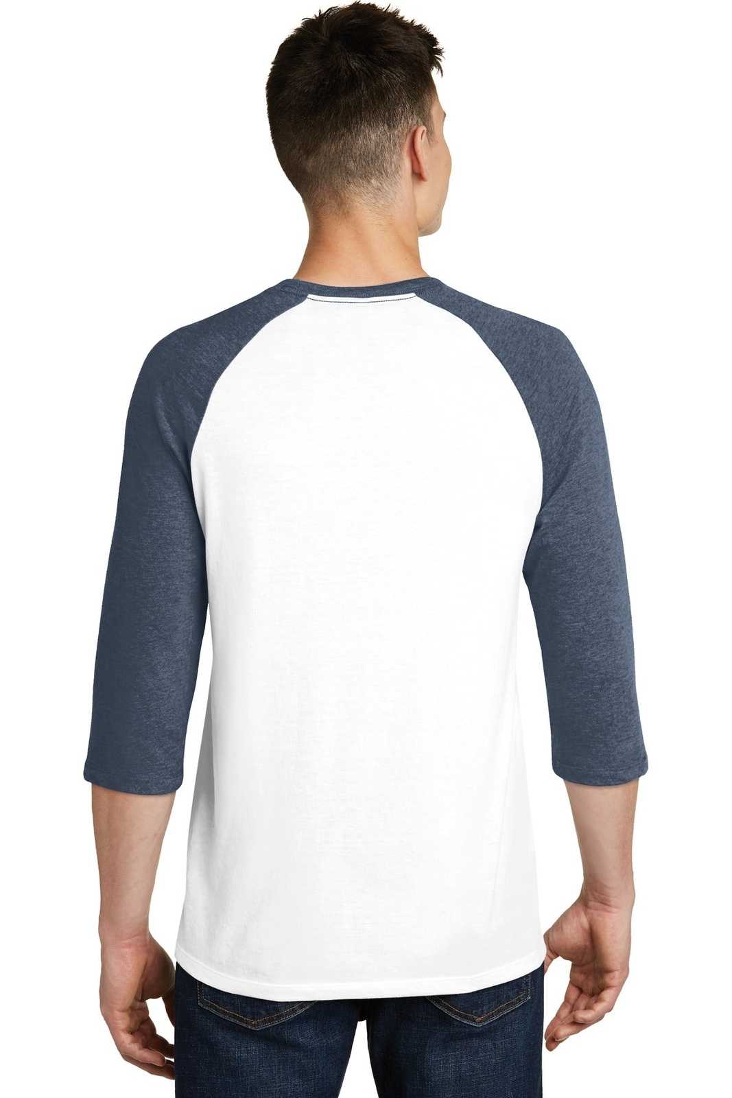District DT6210 Very Important Tee 3/4-Sleeve Raglan - Heathered Navy White - HIT a Double - 2