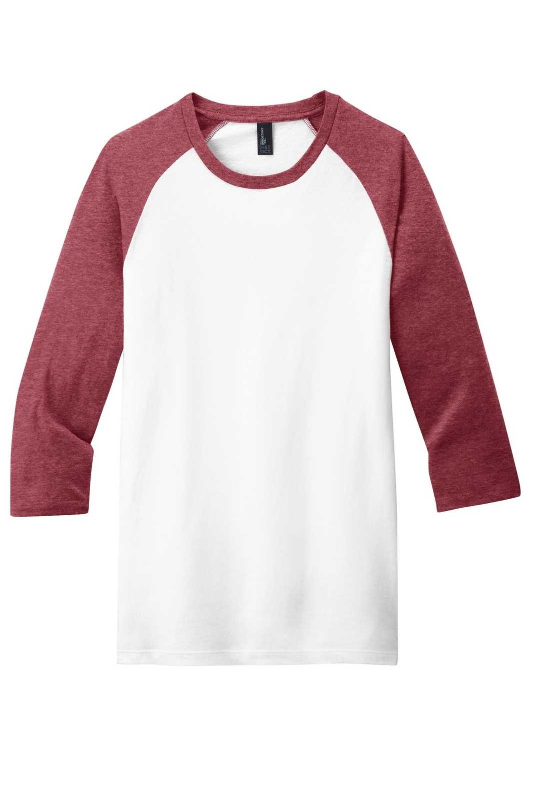 District DT6210 Very Important Tee 3/4-Sleeve Raglan - Heathered Red White - HIT a Double - 5