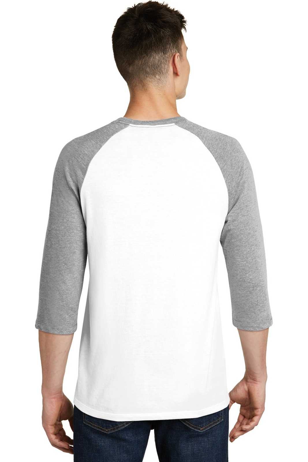 District DT6210 Very Important Tee 3/4-Sleeve Raglan - Light Heather Gray White - HIT a Double - 2