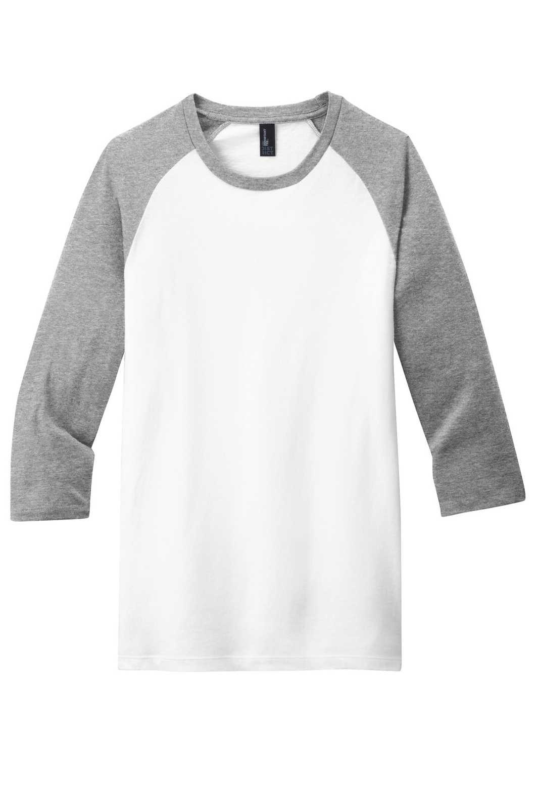 District DT6210 Very Important Tee 3/4-Sleeve Raglan - Light Heather Gray White - HIT a Double - 5