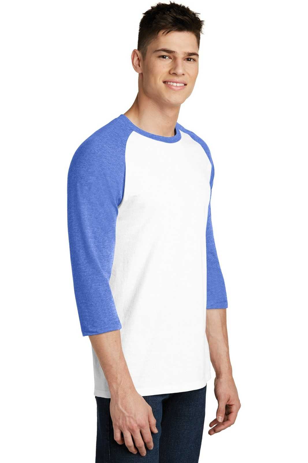 District DT6210 Very Important Tee 3/4-Sleeve Raglan - Royal Frost White - HIT a Double - 4