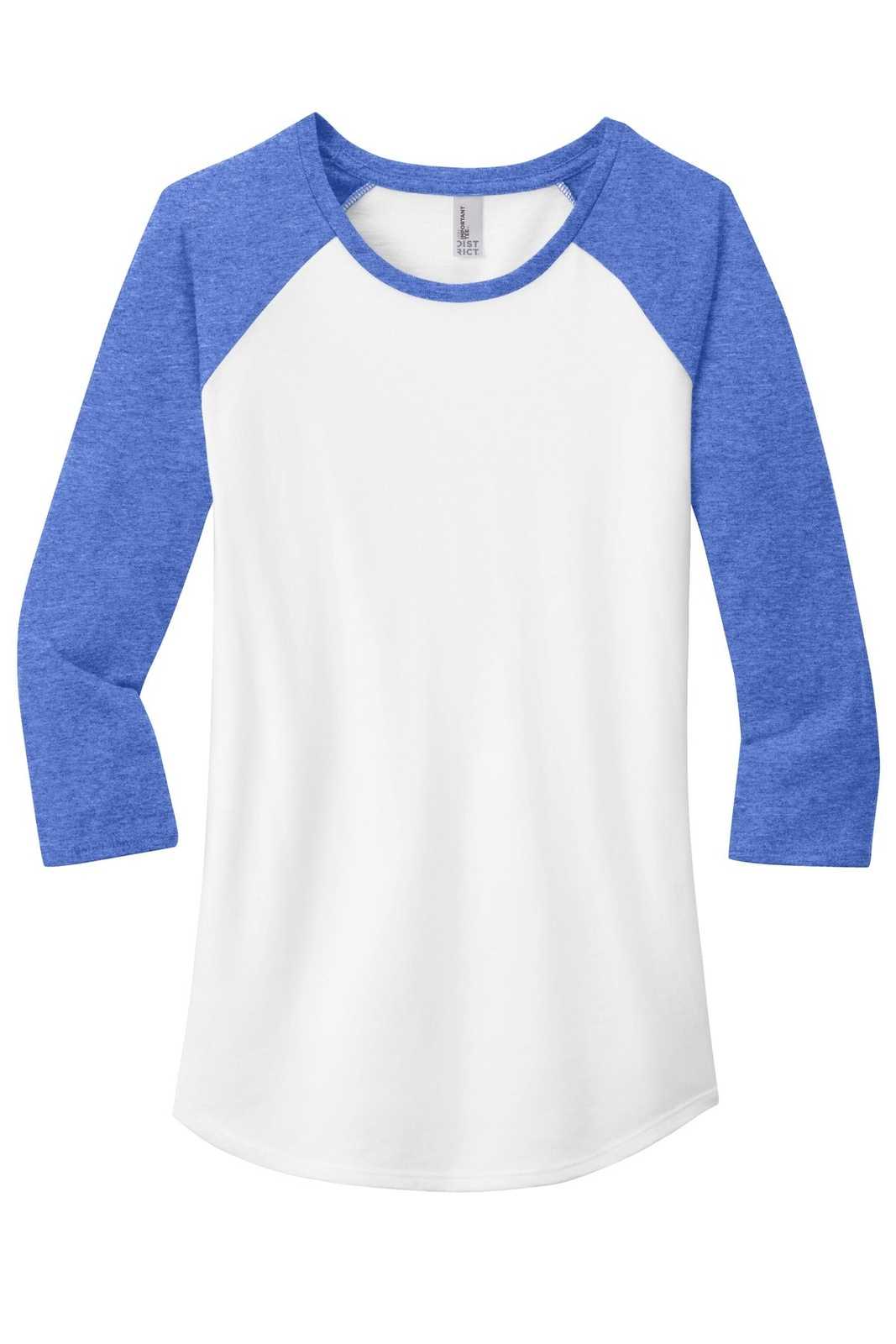 District DT6211 Women&#39;s Fitted Very Important Tee 3/4-Sleeve Raglan - Royal Frost White - HIT a Double - 5