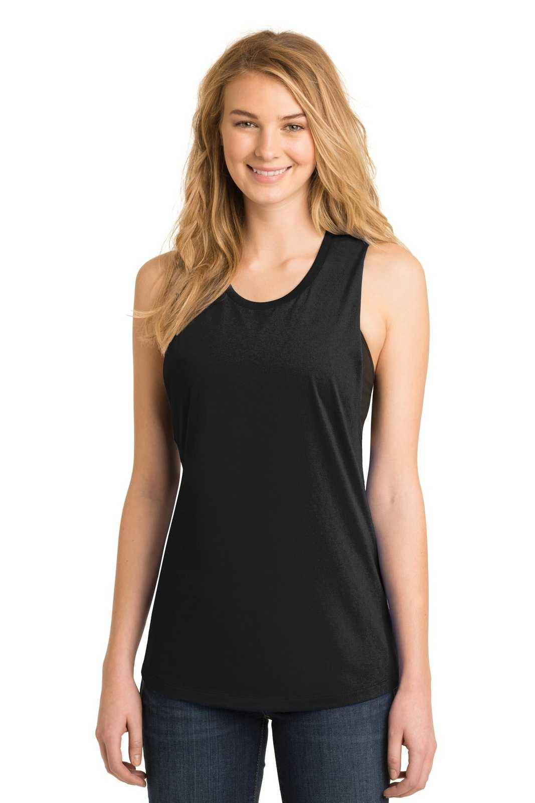 District DT6301 Women's Fitted V.I.T. Festival Tank - Black - HIT a Double - 1