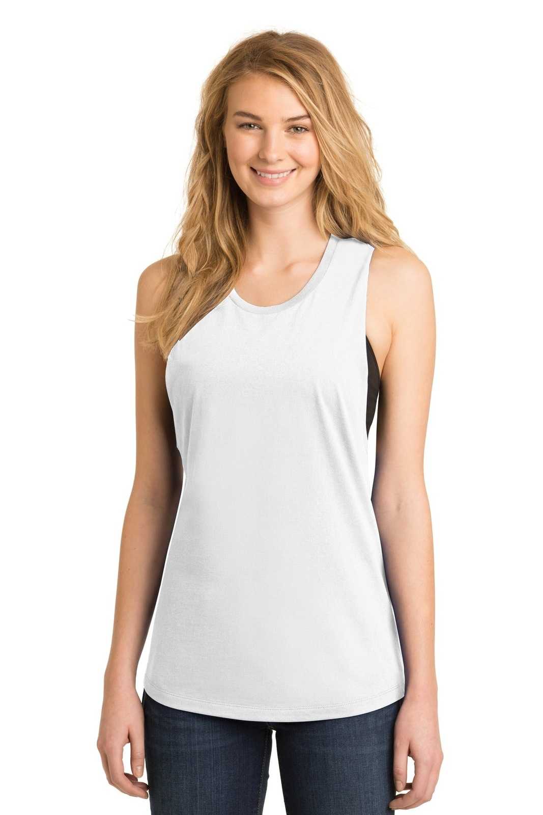 District DT6301 Women's Fitted V.I.T. Festival Tank - White - HIT a Double - 1