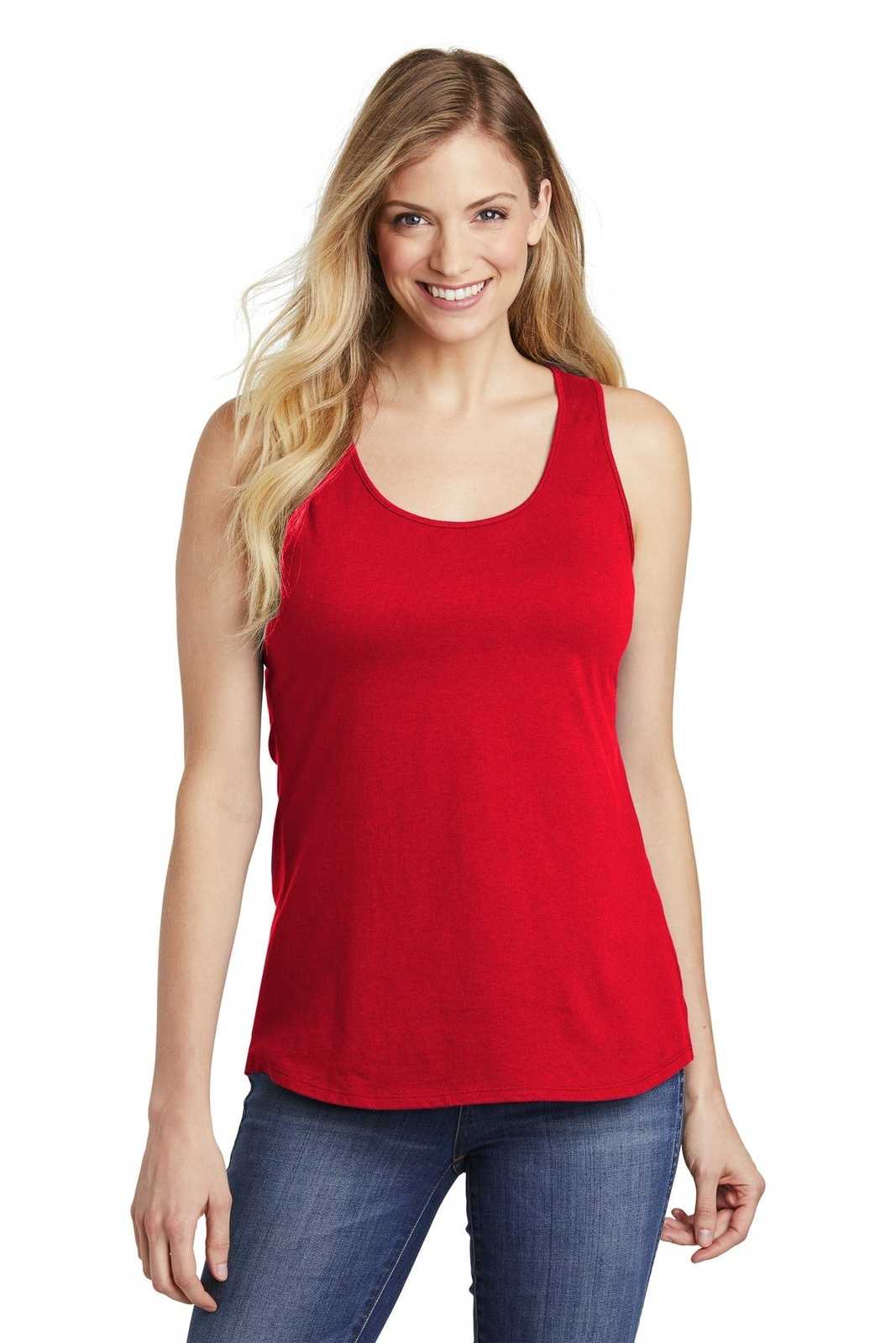 District DT6302 Women&#39;s V.I.T. Gathered Back Tank - Classic Red - HIT a Double - 1