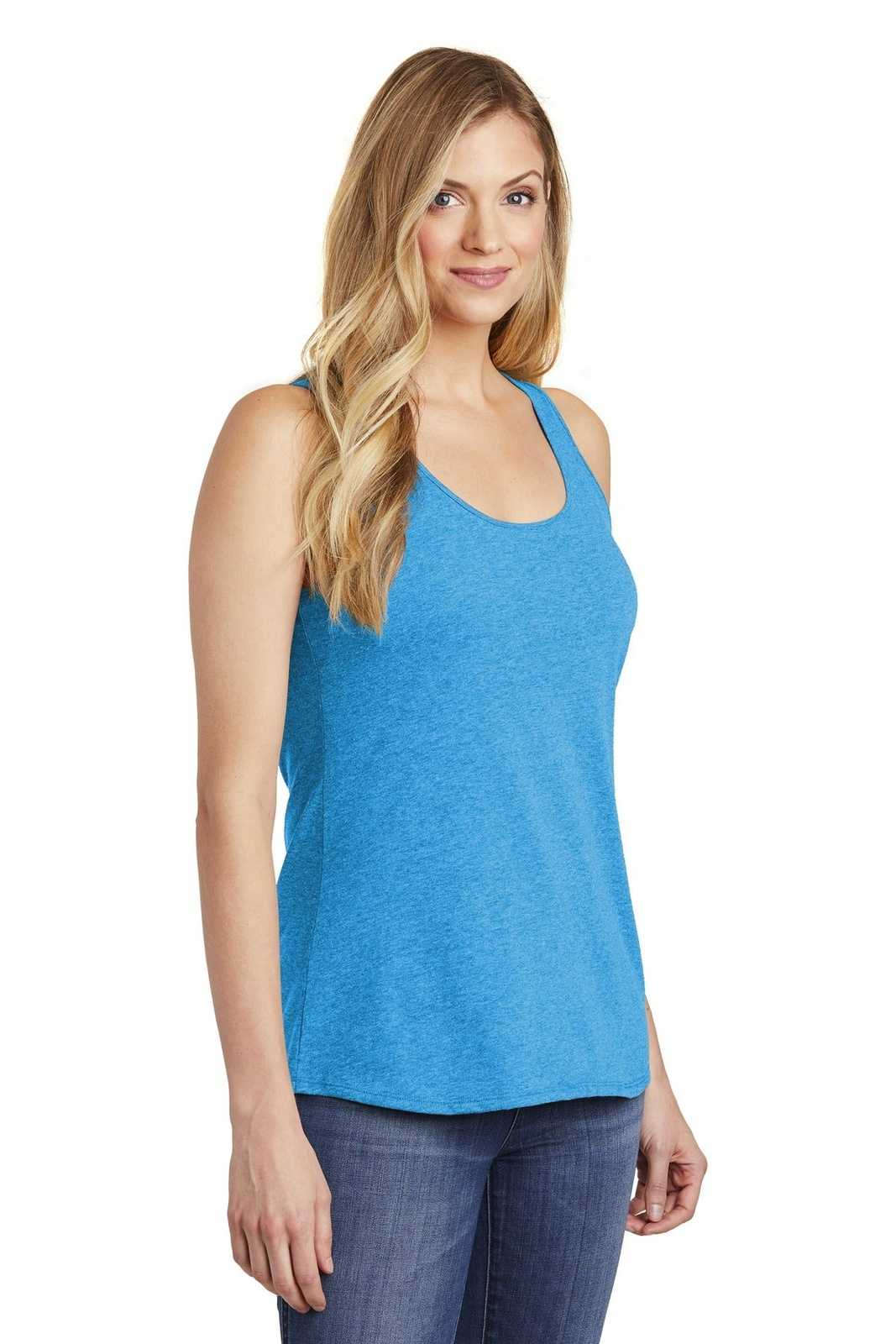 District DT6302 Women&#39;s V.I.T. Gathered Back Tank - Heathered Bright Turquoise - HIT a Double - 4